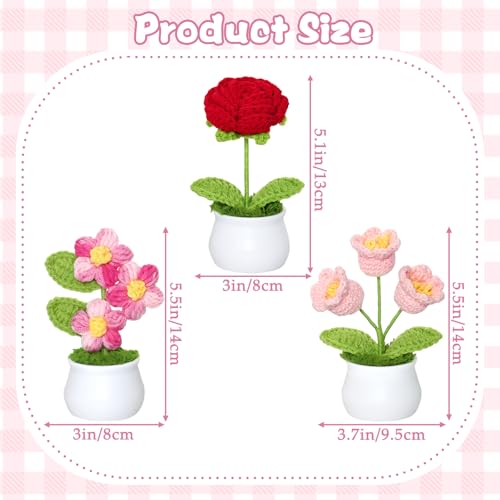Weldomcor 3Pcs Crochet Flowers, Handmade Crochet Sunflower Set Cute Stuff Emotional Support Gift Funny Dashboard Accessories Desk Decor Get Well Soon Thank You Gifts for Women - Image 2