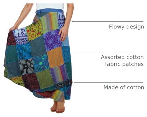 Image of Agan Boho Maxi Wrap Skirt for Women, Tie Dye Cotton Long Flowy Summer Skirt