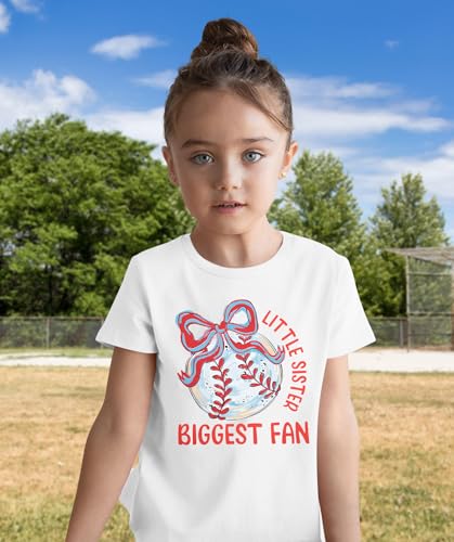 Image of FRYAID Toddler Baseball Sister Shirt Baby Girl Baseball Outfit Big Sister Shirt Birthday Girl T-Shirt Summer Cotton Tee Top