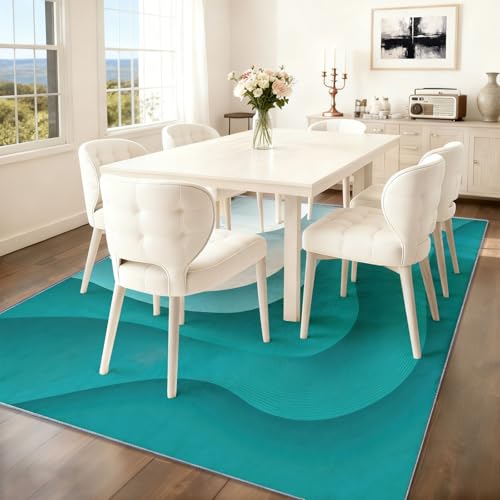 Tapis de chambre bleu-vert abstrait pour descente de lit