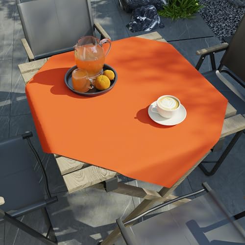 Image of Encasa XO Dining Table Cover Cloth for 4 Seater | 90x90 cm Cotton Canvas Square Table Cloth | Machine Washable Tablecloth for Indoor & Outdoor Use - Orange Solid Color