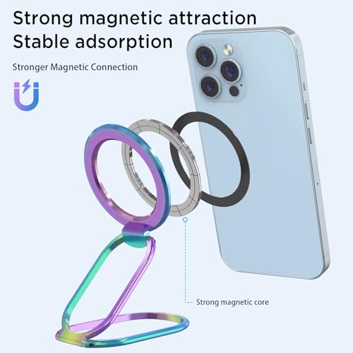 Image of MINDSKY Mag-Safe Phone Stand Phone Grip Compatible with iPhone 12 /13 /14 /15 Mini /Pro /Pro Max Accessories Removable Magnetic Finger Phone Ring Grip (Hot Pink)
