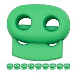 Kordel Stopper, 2-Loch, 10 Stück, in Grün, für bis Ø 4 mm Kordeln, Band Klemme Jacke, Bekleidung, Rucksack, Gummikordel Stopper, Schnellverschluss Schnürsenkel, Schnur Rutsche, Tanka Kordelstopper