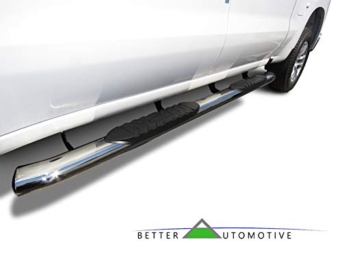 Better Automotive Side Steps Running Boards Fit 2019-2021 Chevy Silverado/Gmc Sierra 1500 | 2020-2021 Silverado/Sierra 2500 3500 Crew Cab Truck Pickup 5" Oval Bend Stainless Steel Side Bars 2Pcs #TOP1