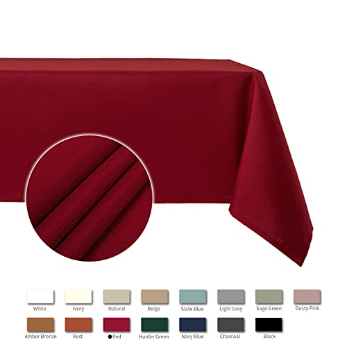 maxmill Rectangle Slubby Textured Tablecloth Waterproof Spillproof Wrinkle Free Table Cloth, Kitchen Dining Tabletop Decoration Fabric Table Cover for Christmas Holiday Dinner, 52 x 70 Inch, Red by maxmill - Image 4