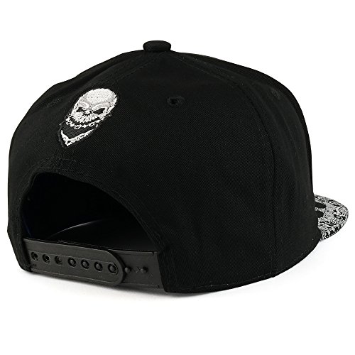 Image of Trendy Apparel Shop Skull Bandana Embroidered Paisley Print Flatbill Cap