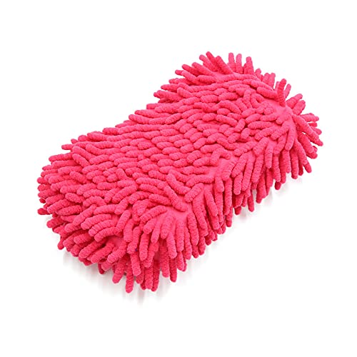 sourcing map Lavage Voiture Chenille Microfibre Fuchsia Soins éponge Brosse Nettoyage Tapis