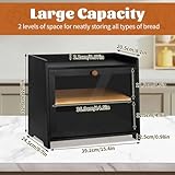 MAIJIAJU 2-Layer Large Bread Box, Bamboo Bread Bin with Clear Toughened Glass Window and Removable Layer, Bread Storage Container for Kitchen Countertop to Keep Longer Fresh, Self Assembly (Black) - Image 2