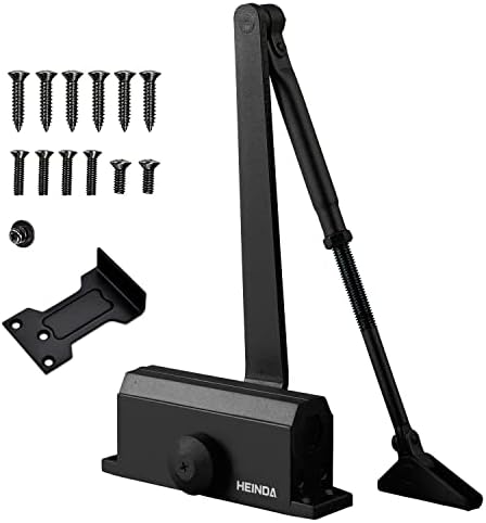 Automatic Door Closer Light Duty Size 2 for 55-100 lbs Speed Adjustable Residential Closer Aluminum Alloy Wooden Door with Easy Installation Templates and Instructions (1322-H Black)