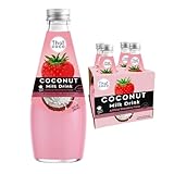 Thai Coco Bebida de leche de coco y fresa con nata de coco - 9,8 fl. oz. Paquete de 4 9,8 onzas líquidas (paquete de