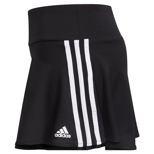 adidas Girls' 3-Stripe Flounce Knit Skorts Tennis Skirt, Black/White2