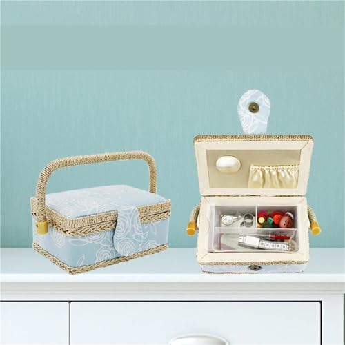 Kit de costura en bolsa de almacenamiento con cesta para accesorios de modistería 4