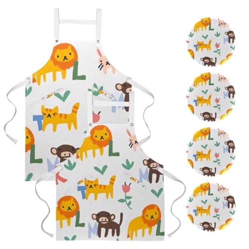 Tablier de serveuse pour restaurant et bar lot de 2 avec motifs animaux