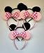 NEWTGAN 20 PCS Mouse Ears Headbands for Birthday Party Theme Park Costume Play Celebration for Boys and Girls (black,pink) (pink black)