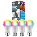 GE Lighting CYNC Smart LED Light Bulbs, Full Color, Bluetooth and Wi-Fi Enabled, Compatible with Alexa Google Home, A19 Bulbs (Pack of 4), CLEDA199CD1/BSS-4SIOC