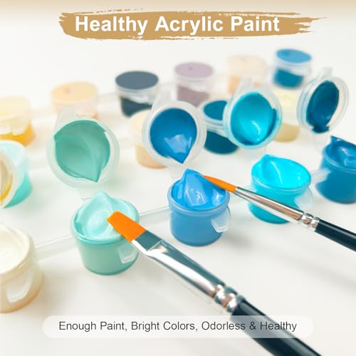 Bougimal 6 Stück Malen Nach Zahlen Erwachsene Landschaft Ohne Rahmen inklusive Pinsel und Acrylfarben - 28 x 35 cm,Blumen