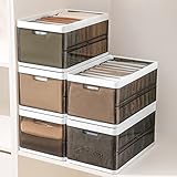 Montex 2 Pack Wardrobe Clothes Organizer Acrylic Stackable Cloth Storage Organizer 9 Grids Pull Out