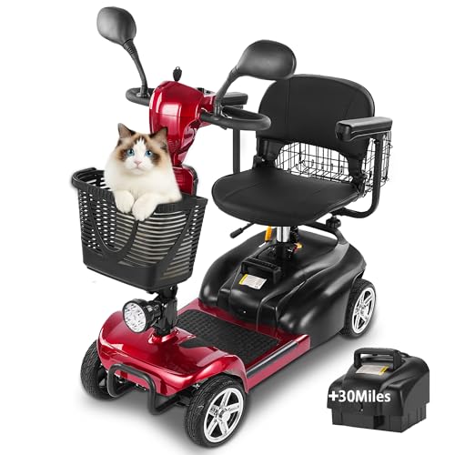 Image of Mobility Scooter for Seniors /Adults,20 /35 Miles up to 300lbs Capacity, 4 Wheels Mobility Scooters 350W 7MPH,USB Charging Detachable Lithium Battery with Rear Mirror