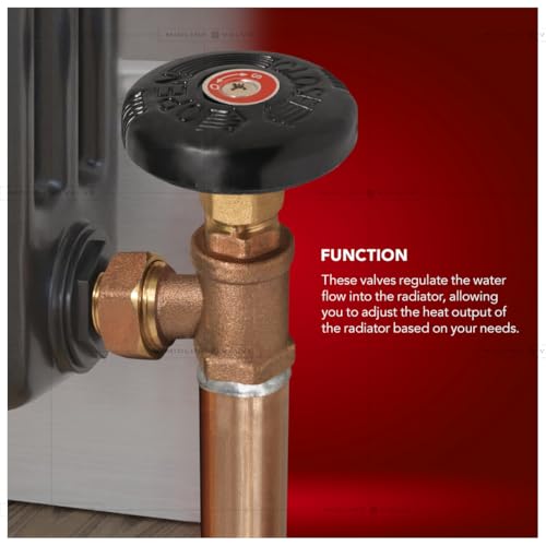Image of Midline Valve IXW-T034-5 Heavy Duty Hot Water Steam Radiator Valve; Air Vent Temperature Control; 3 /4 in. SWT x Male Union; Brass (5 Pack)
