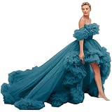 Off The Shoulder Poofy Tulle Formal Long Ball Gown 2025 for Women Wedding Dress Evening Gowns Peacock