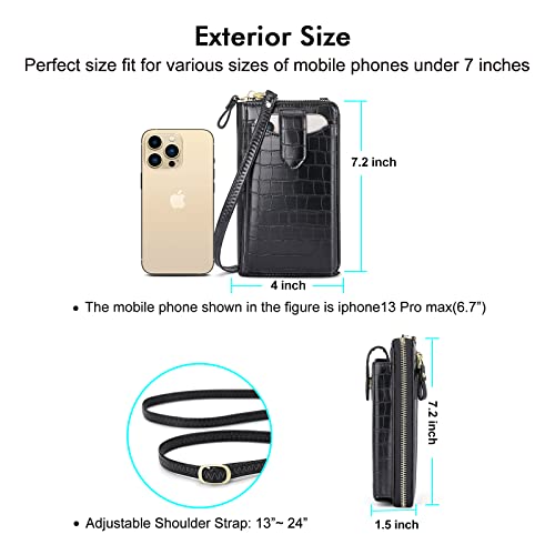 Image of Peacocktion RFID Crossbody Wallet Purse for Women Small Travel Cell Phone Purses Trendy Vegan Leather Bags with Card Slots