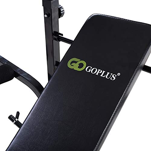 Goplus Olympic Weight Bench for Full Body Workout Exercise, Multifunctional Foldable Weight Lifting Flat, 6 Levels Adjustable Height, Weight Capacity 440lbs