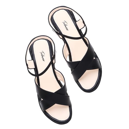 Image of Todhwear Womens Platform Sandals | Chunky Mid Heel Slip-On Sandals | Open Toe Comfortable Dress Shoes for Casual |