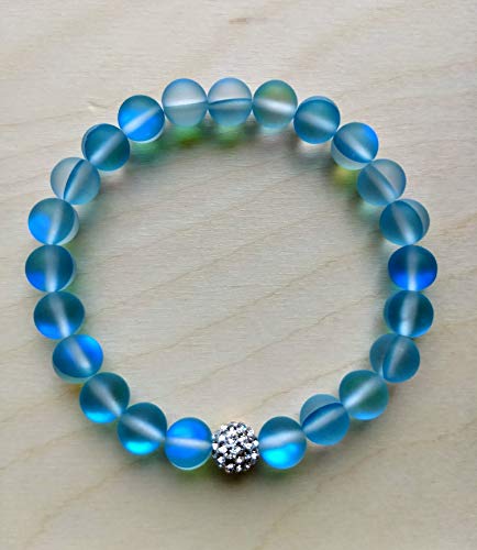 HOPE INSPIRED Mystic Mermaid Glass Bracelet with 8 mm Blue Moonstone Beads2