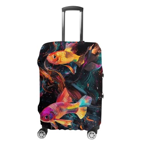 Colorful Betta Fish Luggage Covers Washable Travel Suitcase Cover Elastic Baggage Protector