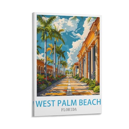 Poster vintage West Palm Beach Floride en toile déco de chambre 30x45cm