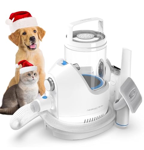 Neakasa by neabot P2 Pro Dog Grooming Kit, Dog Clippers Vacuum Suction 99% Hair, Pet Grooming with 5 Proven Tools, 2L Large-Capacity Easy Empty Dustbin for Dogs Cats Animals (Blue-White)