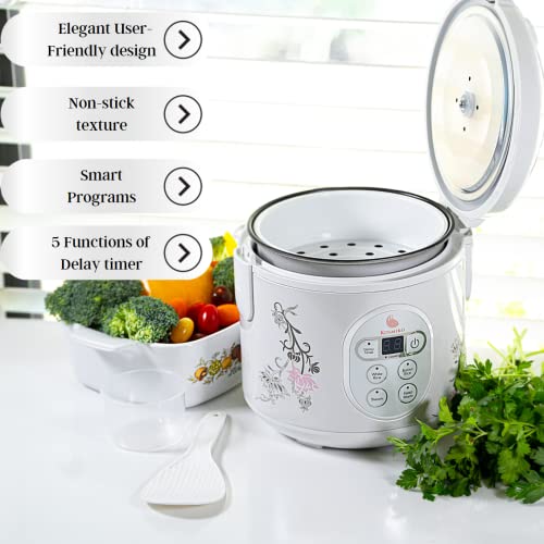 Kosmiko Rice Cooker 4Cup Uncooked ( 8Cup Cooked ) – Instant Pot Vegetable Steamer For Kitchen – Multipurpose Food Steamer For Rice, Meat, Veggies – Easy To Use And Elegant Design – Programable Digital Display #TOP3