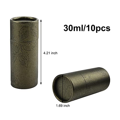 WANDIC Dark Gold Kraft Paperboard Tubes, 10Pcs Round Kraft Paper Containers for Tea Coffee Crafts Gift Packaging Non-Push (30ml) - Image 2