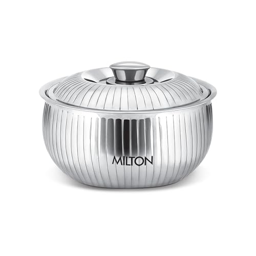 Image of MILTON Tulip 1500 Stainless Steel Casserole | Double-Walled Insulated Hot & Cold Food Server | Easy-to-Carry Hot Box for Kitchen | Chapati & Roti Storage | Serving Casserole with Lid | 1435ml, Silver