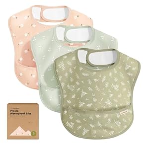 KeaBabies 3er-Pack Lätzchen Baby Wasserdicht zum Essen – Leichtes Baby Latzchen mit Auffangschale, Schmutzabweisend Babylätzchen Abwaschbar, Fütterlätzchen für Babys, Jungen, Mädchen (Bloom)