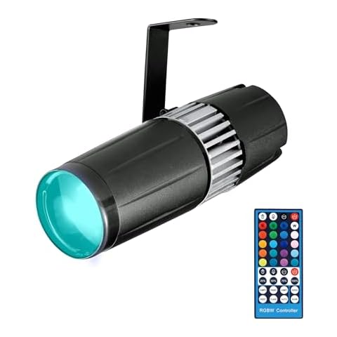 SENLAN LED Pinspot Light,15W RGBW 4-in-1 SMD 5050 LED Beam Light with IR Remote Controller Cover