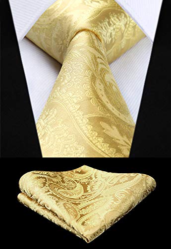 Image of HISDERN Vest and Tie Sets for Men Vests Paisley Floral Jacquard Necktie Pocket Square 3PCS Waistcoat for Suit or Tuxedo