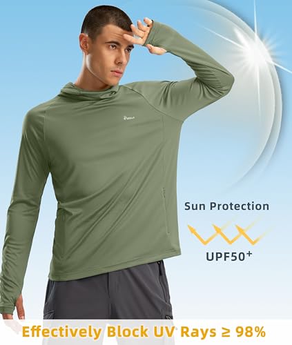 Pudolla Men's Sun Protection Hoodie UPF 50+ Fishing Hiking Shirt UV Shirts with Mask for Men Long Sleeve Lightweight2