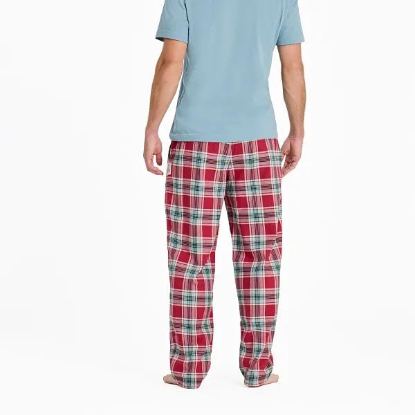 Life is Good. Men's Check Pattern Classic Sleep Pant, Adirondack Red2