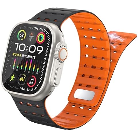 Delidigi Magnetic Band Compatible for Apple Watch Band 49mm 46mm 45mm 44mm 42mm for Men Women, Soft Silicone Strap Breathable Wide Sport Band for iWatch Ultra 2 Series 10 SE 9 8 7 6 5 4 3 Cover
