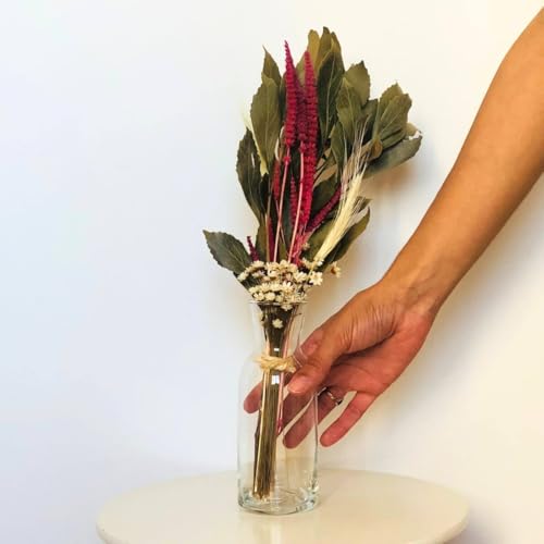 Arranjo de Flores Secas + Vaso Vidro - Garden Harmony