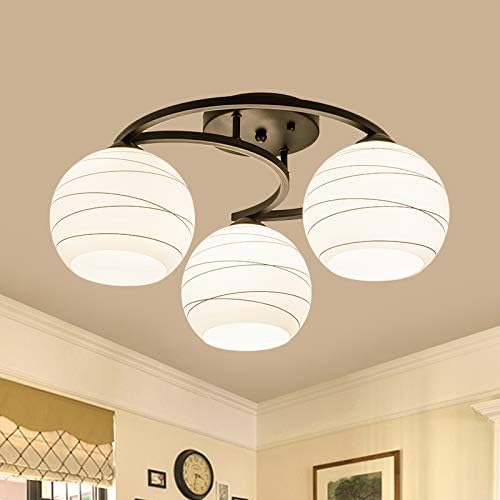 CraftThink Lámpara colgante de techo semiempotrada, moderna pantalla de globo en cristal ópalo con marco de luna negra, luz colgante para cocina,