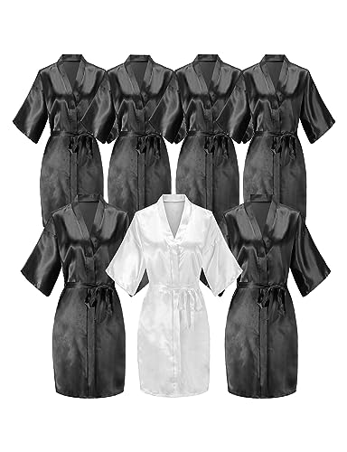Image of EPLAZA 7Pcs Bride Bridesmaid Robe Set women satin robe Wedding Bridal Party