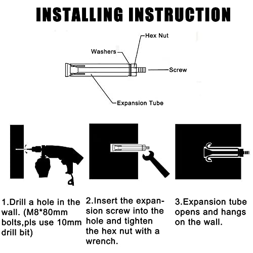 10 Stück Dehnschrauben, Sechskantmutter, Dehnhülse, Ankerbolzen, robuste Befestigungsanker, Edelstahlanker, Dehnbolzen, Muttern (M8 x 80 mm)
