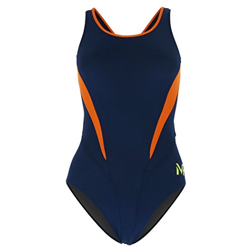 Maiô para Natação Michael, Tamanho 34 (Us), Splice Marinho/Laranja, Phelps