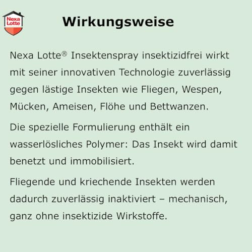 Nexa Lotte Insektenspray insektizidfrei, 300 ml - gegen lästige Insekten wie Fliegen, Wespen, Mücken, Ameisen, Flöhe und Bettwanzen