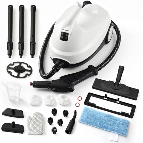 Image of 300F Steam Cleaner for Home, 4.5 Bar, With 21 Accessories | Floor, Window, Oven, Grout, Furniture| Kitchen, Bathroom| 1.5L Tank| 5M Power Cord| Steamer Cleaning| Safety Lock| White