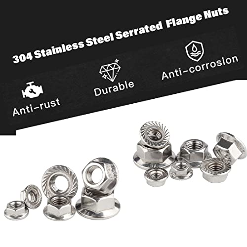 M8 X 1.25Mm Serrated Flange Hex Lock Nuts, Hincell 75Pcs 304 Stainless Steel Serrated Metric Hex Flange Locknuts,Bright Finish Hex Lock Nut #TOP2