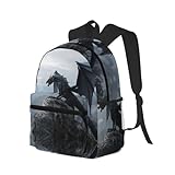 Buewutiry Mochila de viaje para laptop para hombres y mujeres, mochila de dragón gris valle para el trabajo con correas ajustables, mochila de viaje resistente al agua, mochila de playa con
