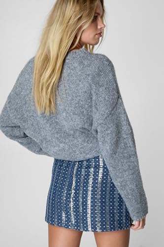 Sequin Denim Mini Skirt4